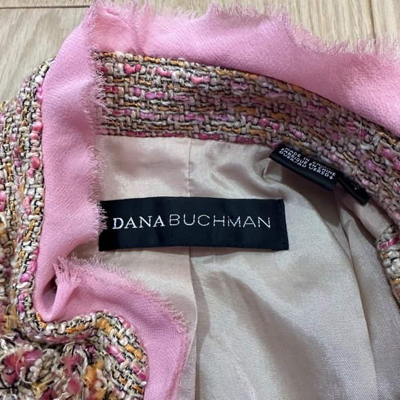 Dana Buchman Pink Raw Edge Boucle Tweed Jacket | Size 4 - Picture 9 of 11